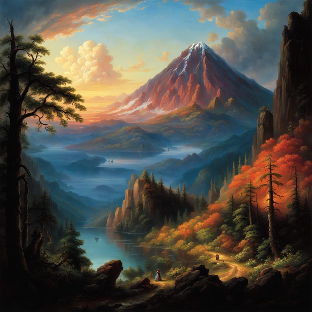 Majestic Alpine Volcano Set Against Golden Sunset