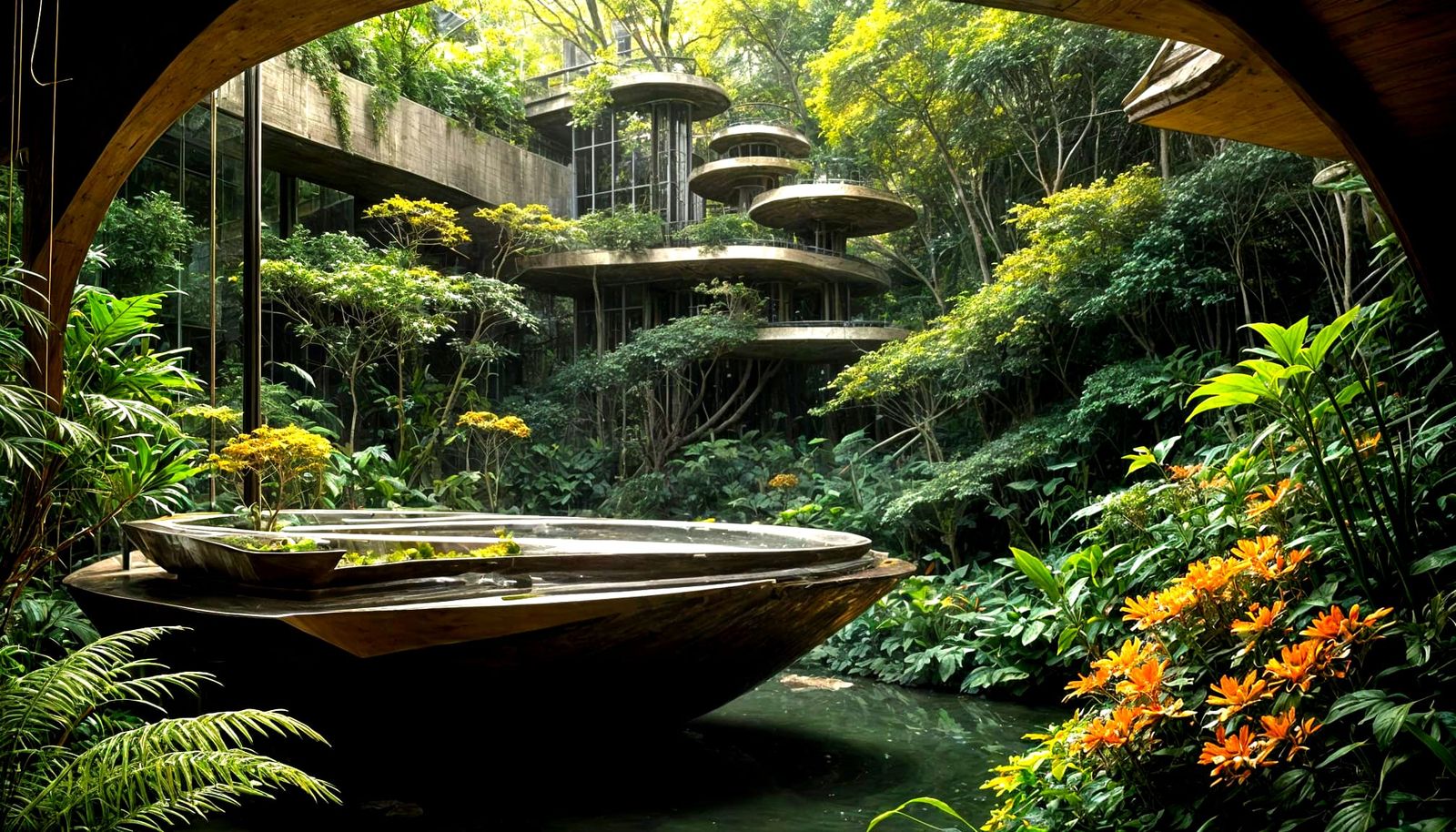 Golden Honeycomb Cityscape in Vibrant Metropolis