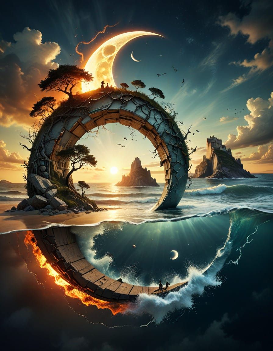 Surreal Dreamscapes within a Cracked Escher-Inspired Cloudsc...