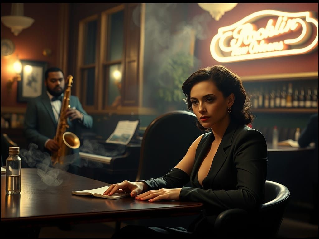 New Orleans Jazz Bar Scene in 1950s Style