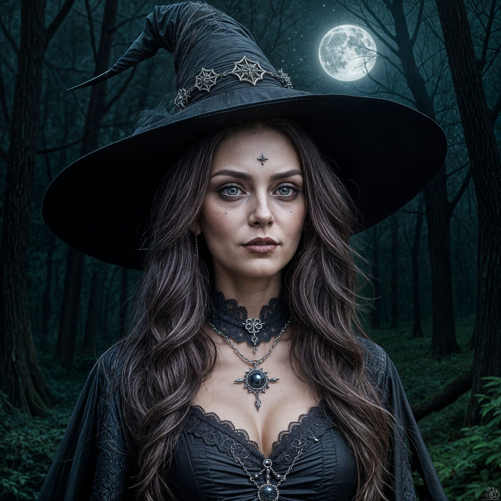 Mesmerizing Realistic Gothic Witch Portrait