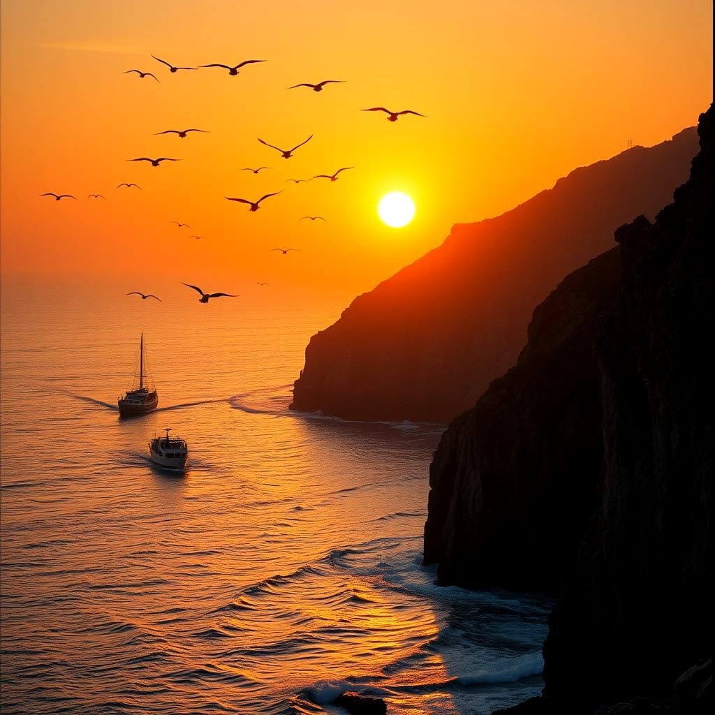 Surreal Sunset on Amalfi Coast in Cinematic Style