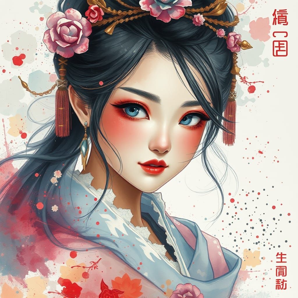 Watercolor Fantasy Portrait with Cinematic Lighting