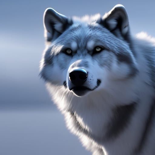 Chrome Snow Wolf in Futuristic Dreamscape