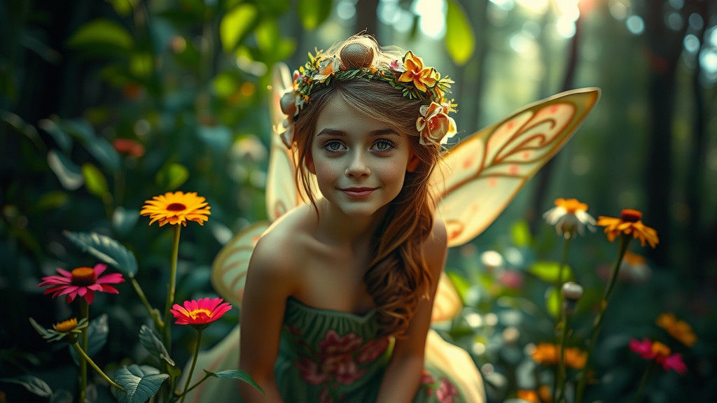 Enchanting Forest Fairy Portrait in Ethereal Light