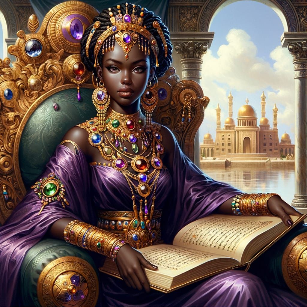 Elegant Queen of Sheba in Traditional African Regalia