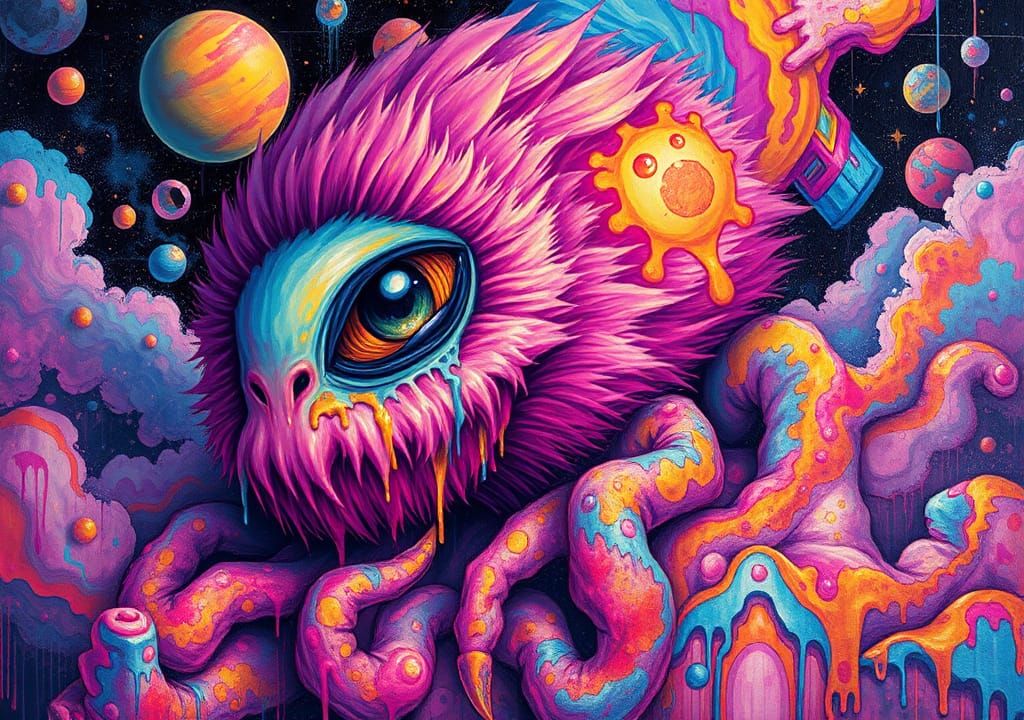 Psychedelic Alien Graffiti Art on Astral Plane