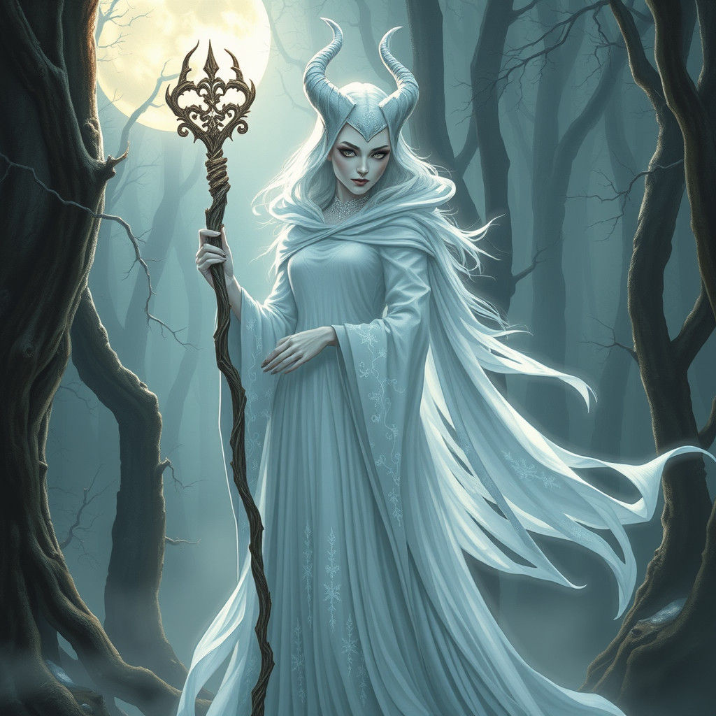 Ethereal Maleficent in Moonlit Forest