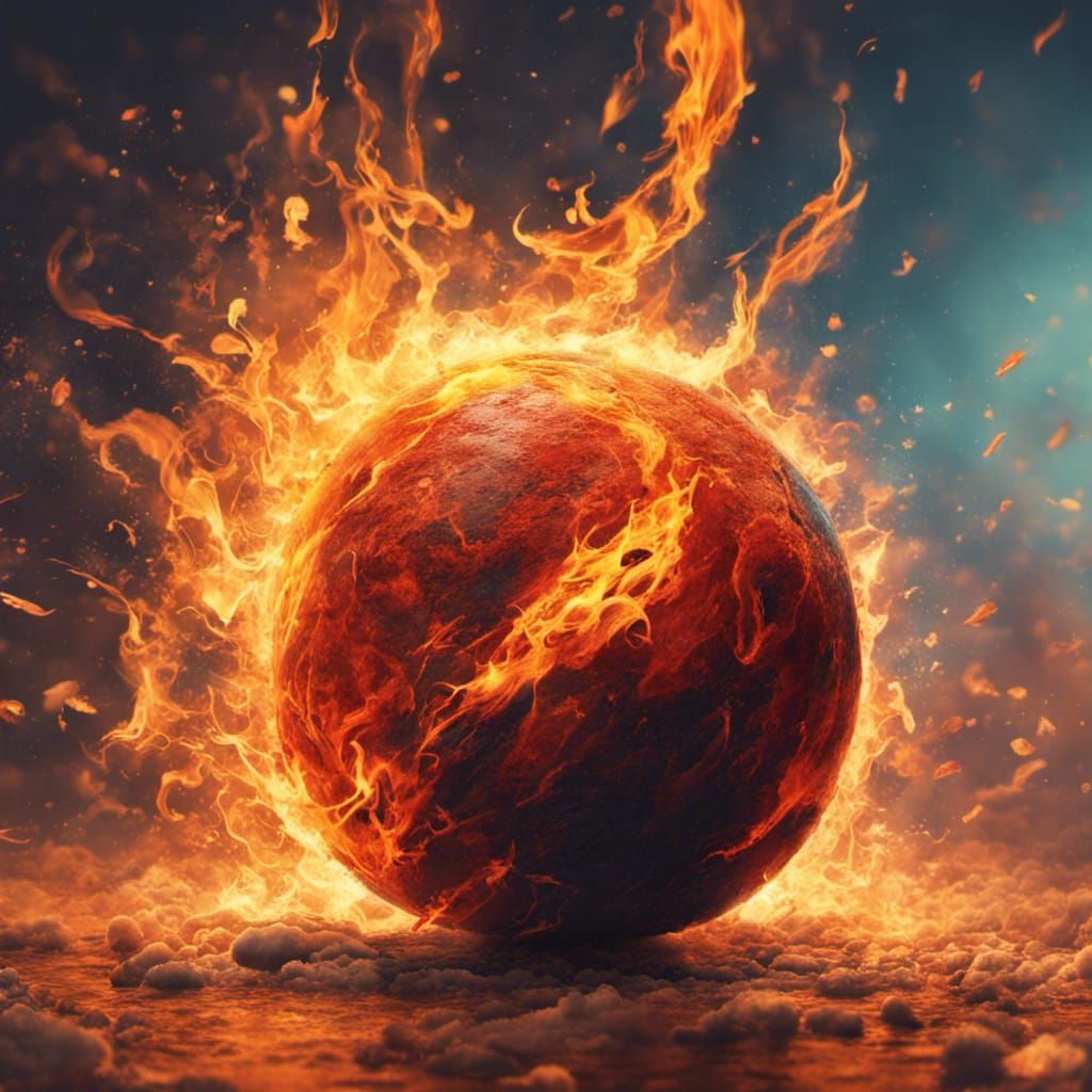 Hyperrealistic Balls of Fire in Splash Art Style