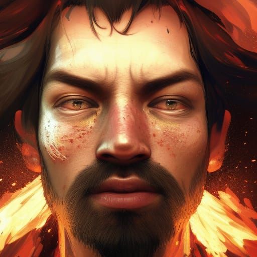 Fiery Portrait in Hyperdetailed Concept Art Style