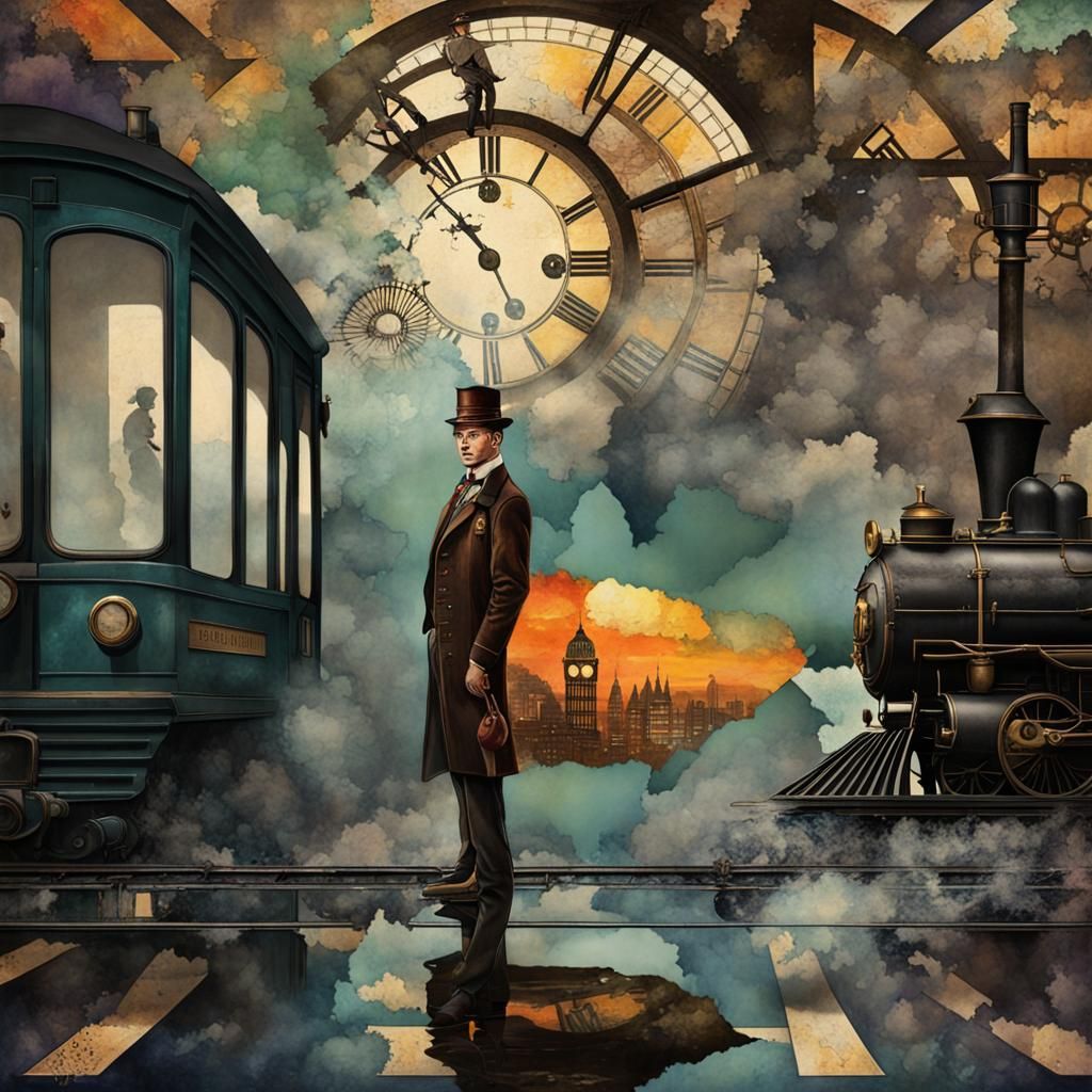 Steampunk Station Master Pin-Up with Art Deco Elements