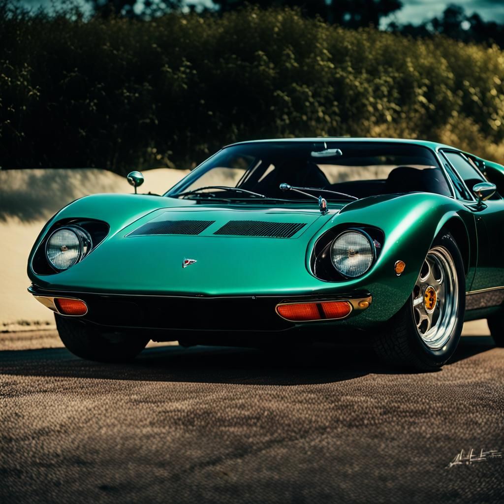 Lamborghini Miura Portrait in Anime Style