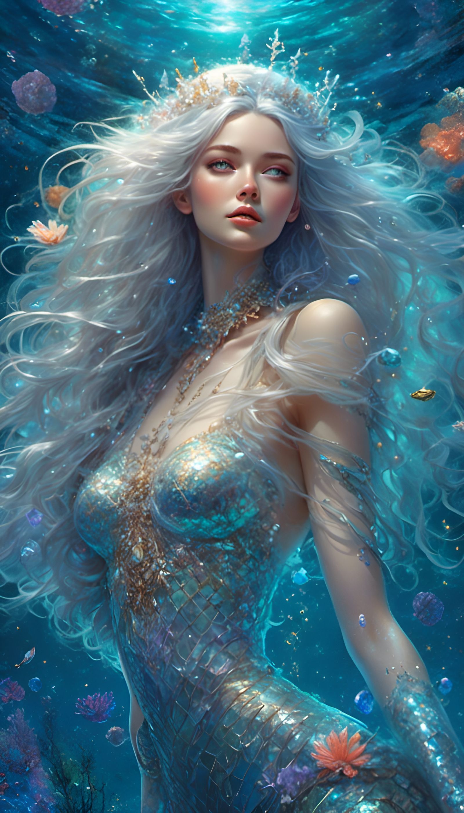 Astral Mermaid with Silver Hair by Pablo Amaringo