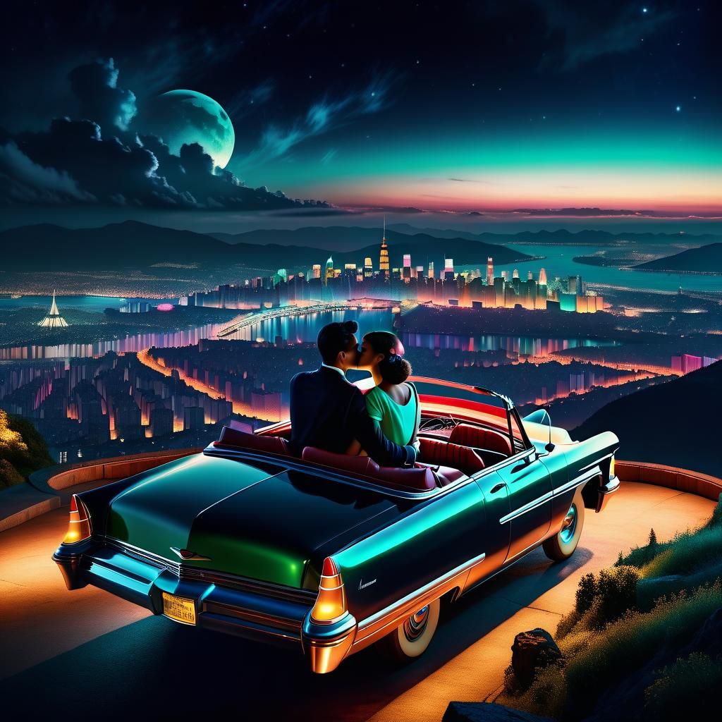 Couple's Night Out Overlooking City Lights