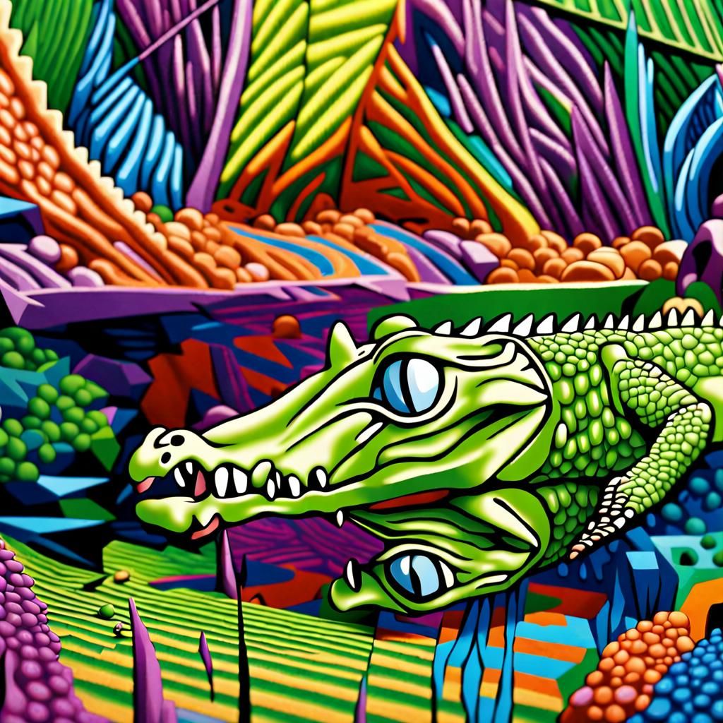 Escher-Inspired Optical Illusion: Hidden Crocodile