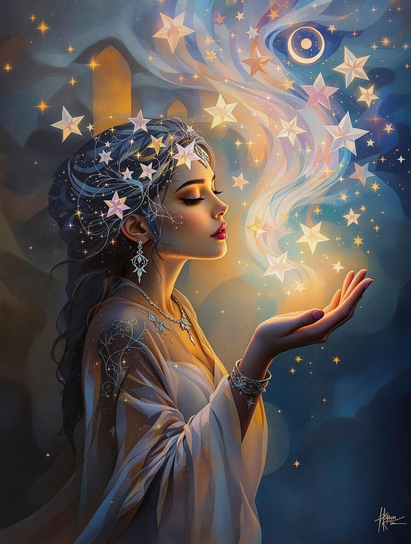 Enigmatic Traveler in Soft Focus Oil Painting