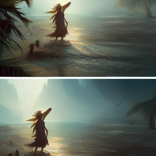 Tropical Beach: Dark Fantasy Concept Art