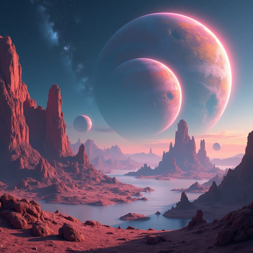 Vibrant Galaxy with Mesmerizing Planets in Fantasy Style