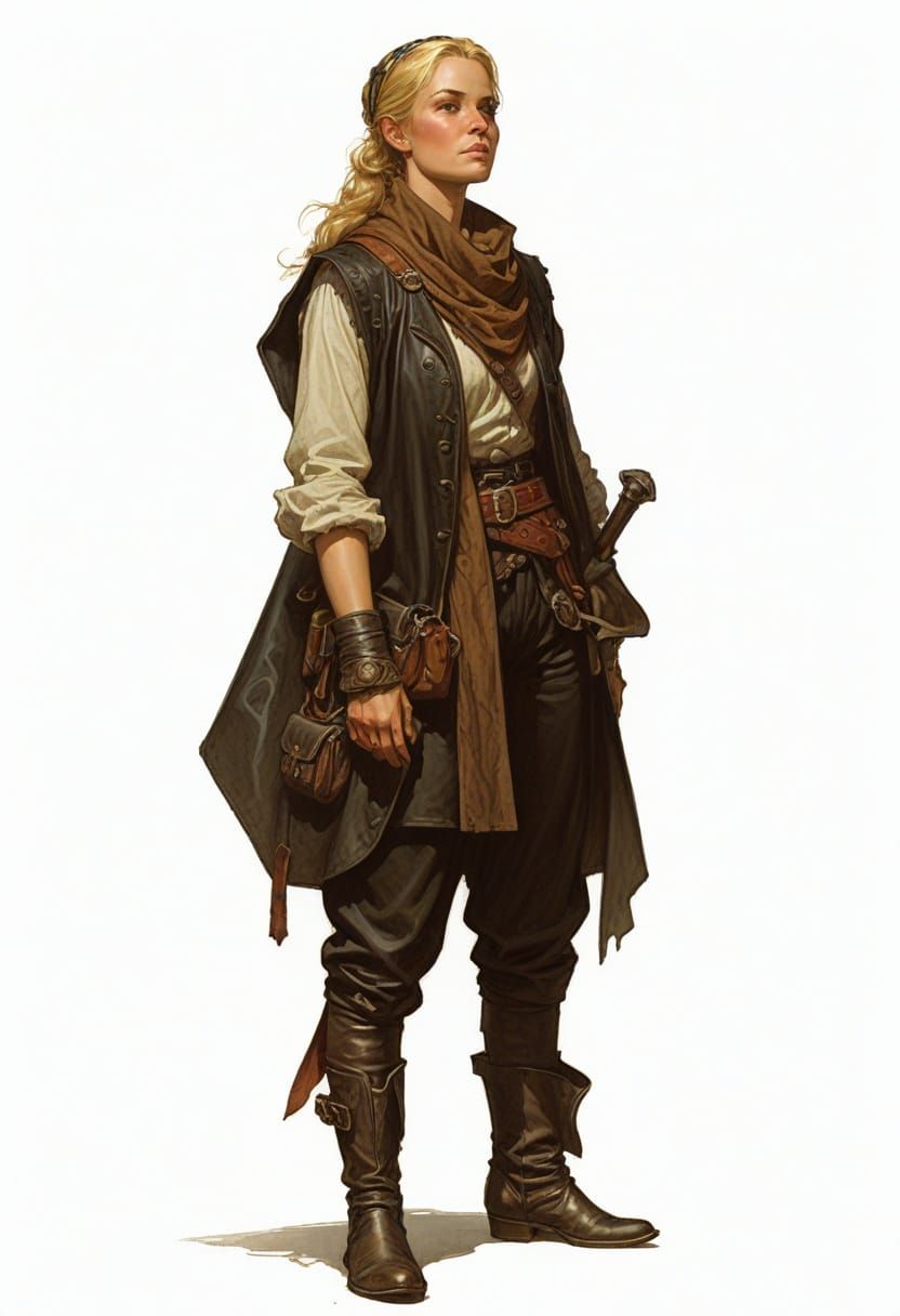 16th Century Blond Female Coachman Illustration