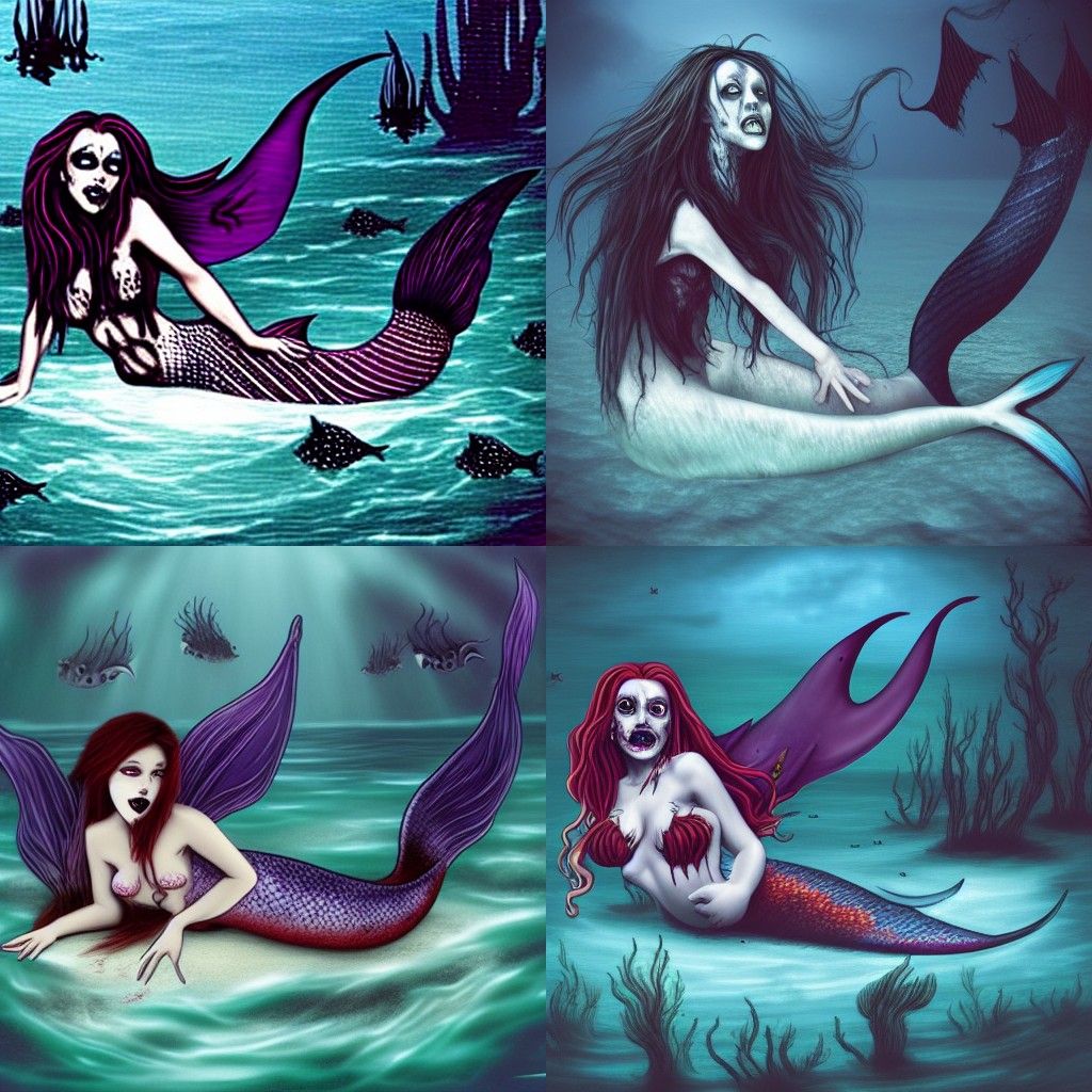 Horror Mermaid with Corpses