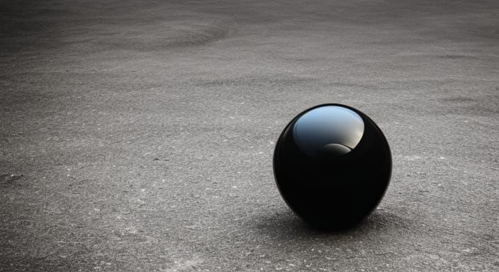 Obsidian Sphere in Fog: Dark Fantasy Concept Art