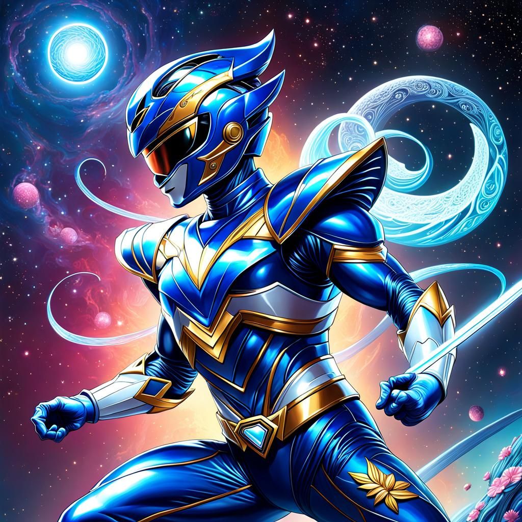 Blue Power Ranger in Ornate Galaxy Design