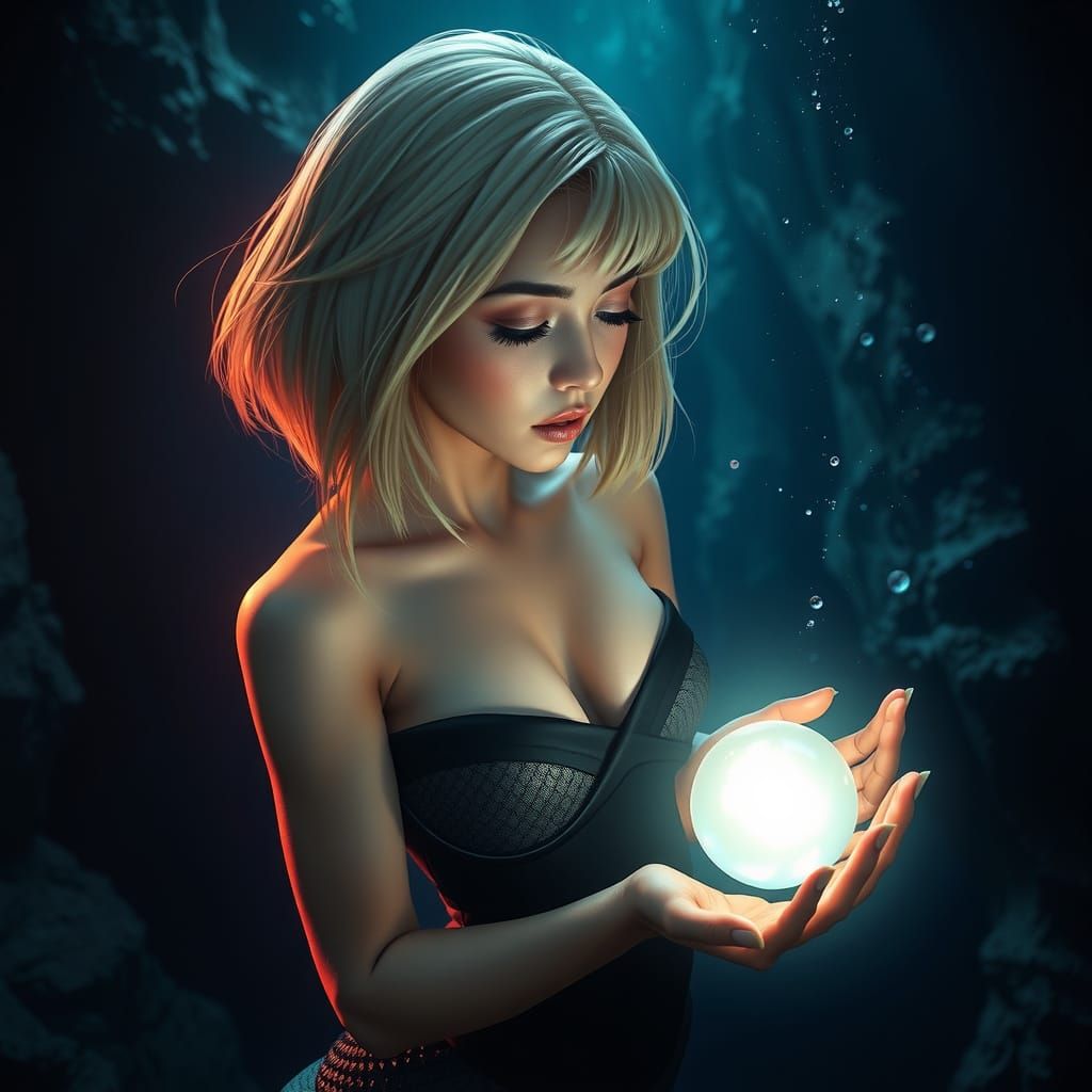 Ethereal Mermaid Woman in the Abyss