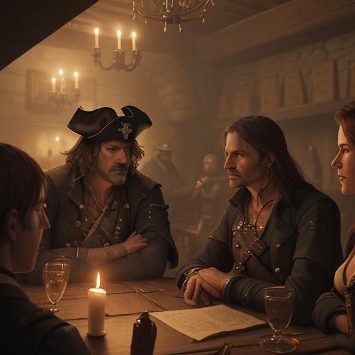 Undercover Agent Meets Pirate Quartermaster in Tavern