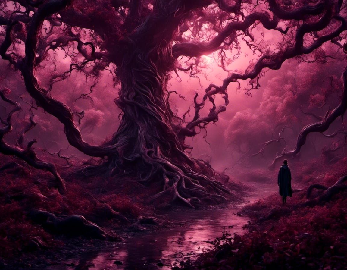 Eerie Fen Humanoid Ink Illustration in Gothic Style