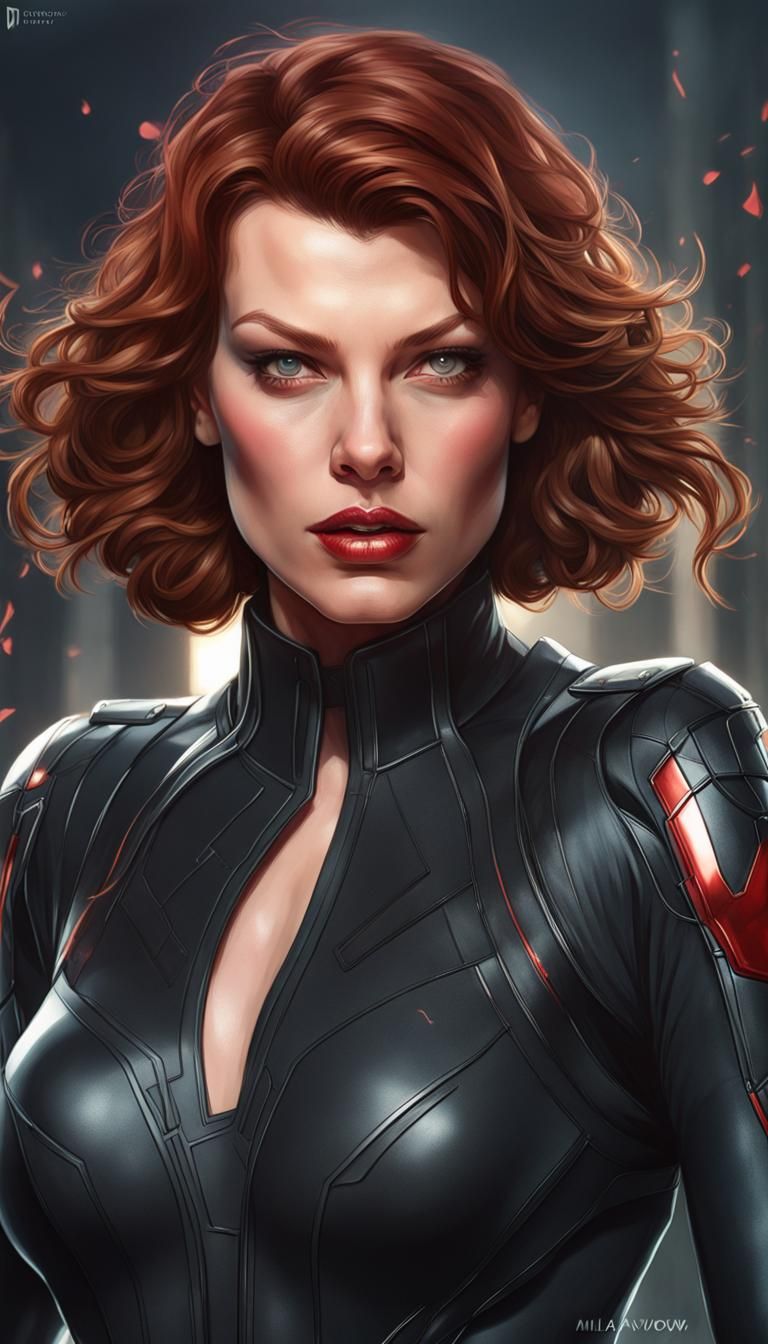 Black Widow Marvel Portrait in Digital Art Style