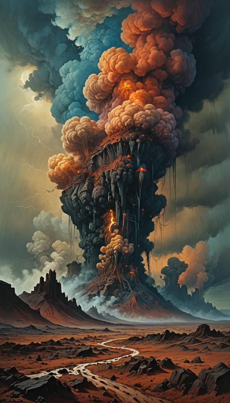 Ominous Fantasy Landscape Art in Surreal Style