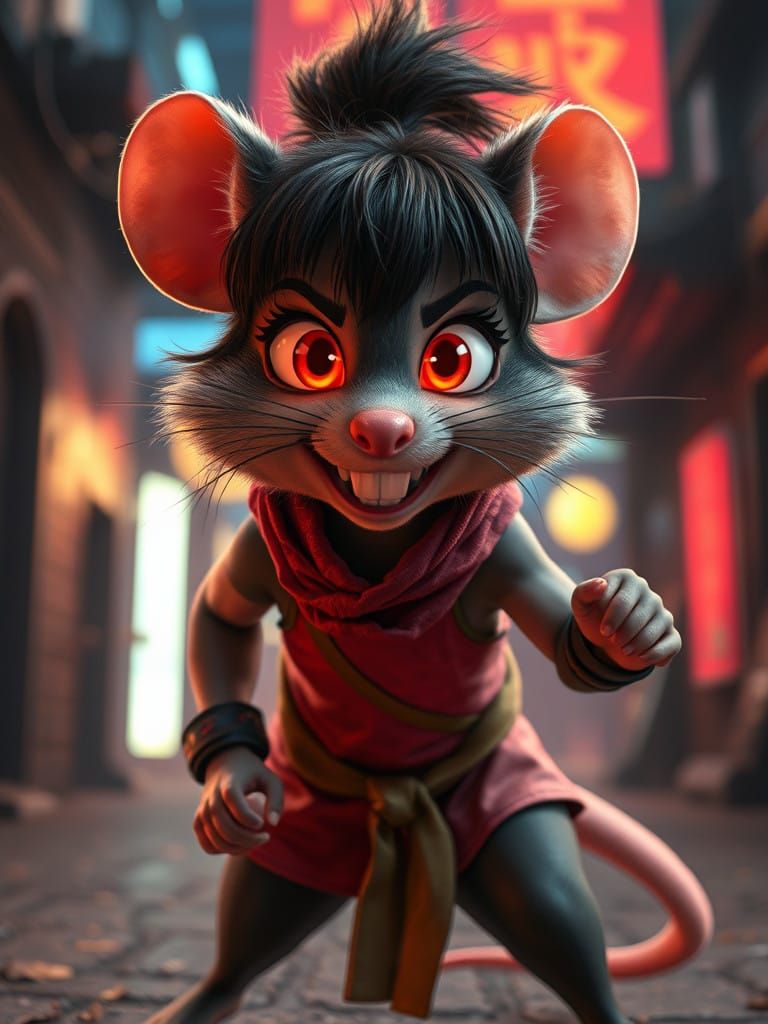 Anthropomorphic Rodent Maiden Strikes a Powerful Pose