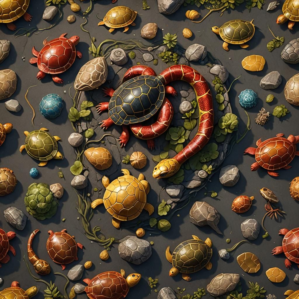 Surreal Snake-Turtle Hybrid Concept Art