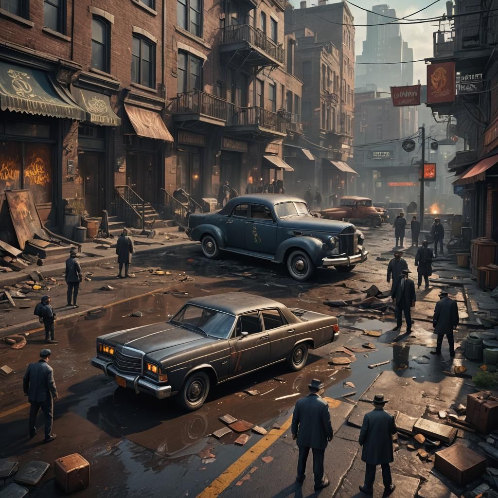 Gangster: Detailed Matte Painting in Deep Color