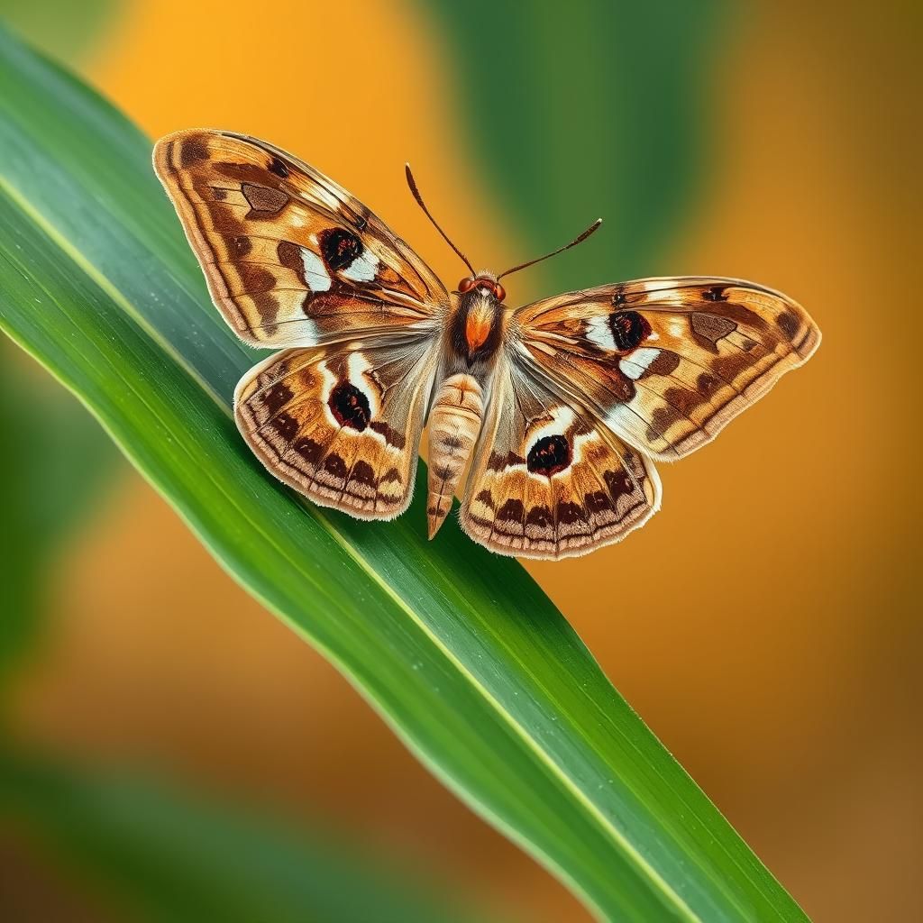 Exquisite Moth on Leaf: A Tropical Wildlife Art Piece