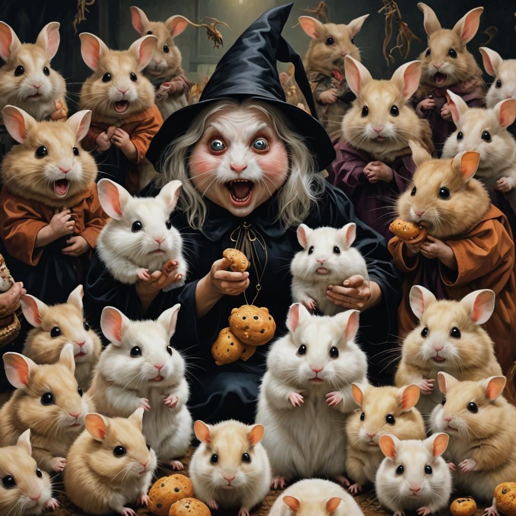 Witches Watching Babies in Bunny Costumes