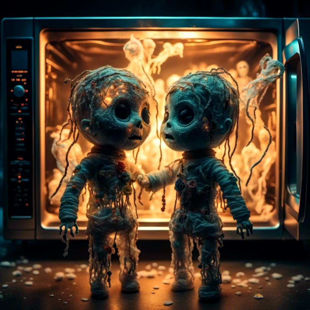 Voodoo Dolls Sparking in a Microwave Oven