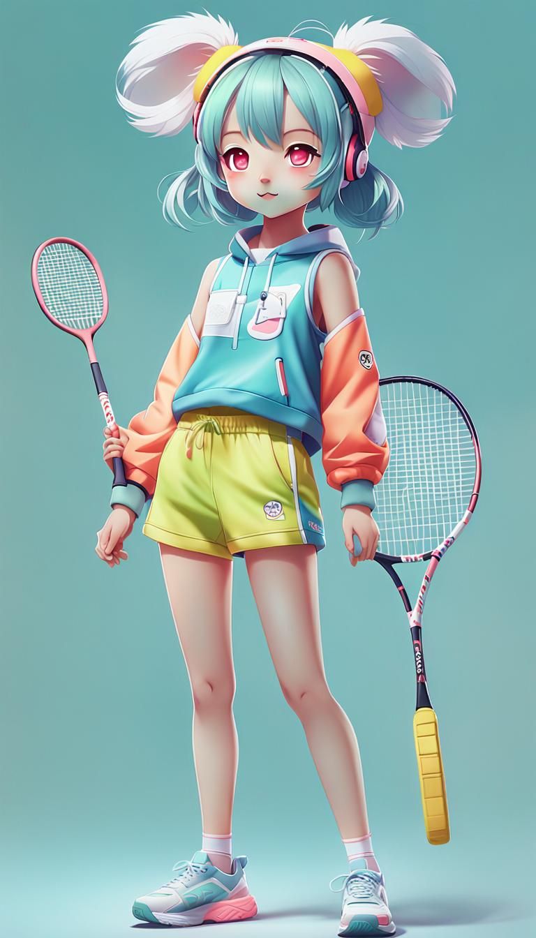 Labubu Doll in Sportswear: Digital Anime Art