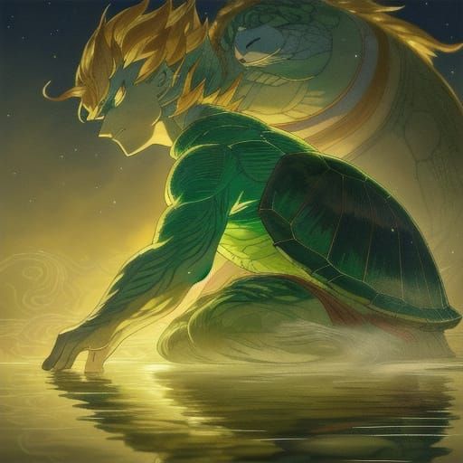 Anime Turtle Yokai in Ghibli Style