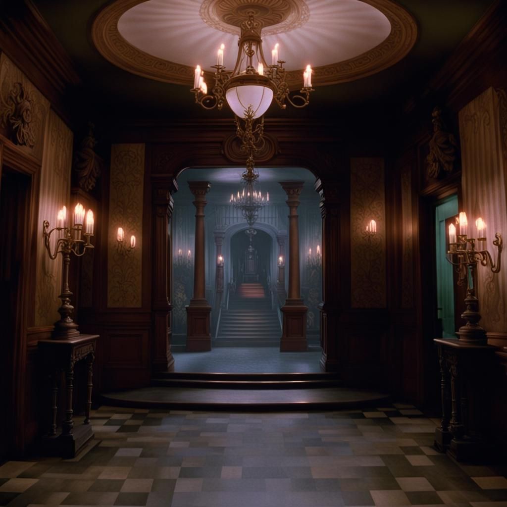 Haunted New Orleans Mansion Foyer: 1980s Dark Fantasy