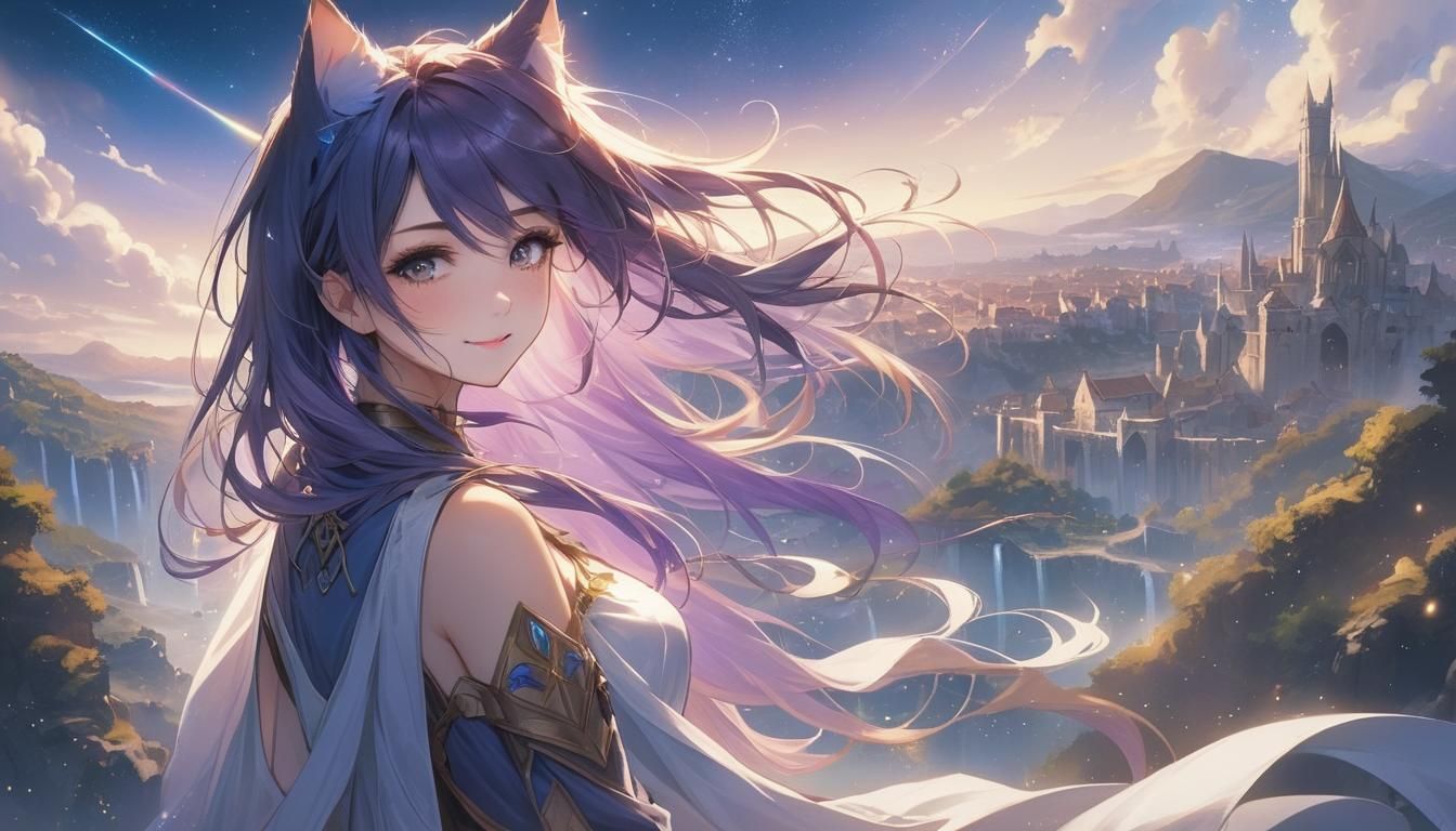 Fantasy Catgirl in Windswept God Realm