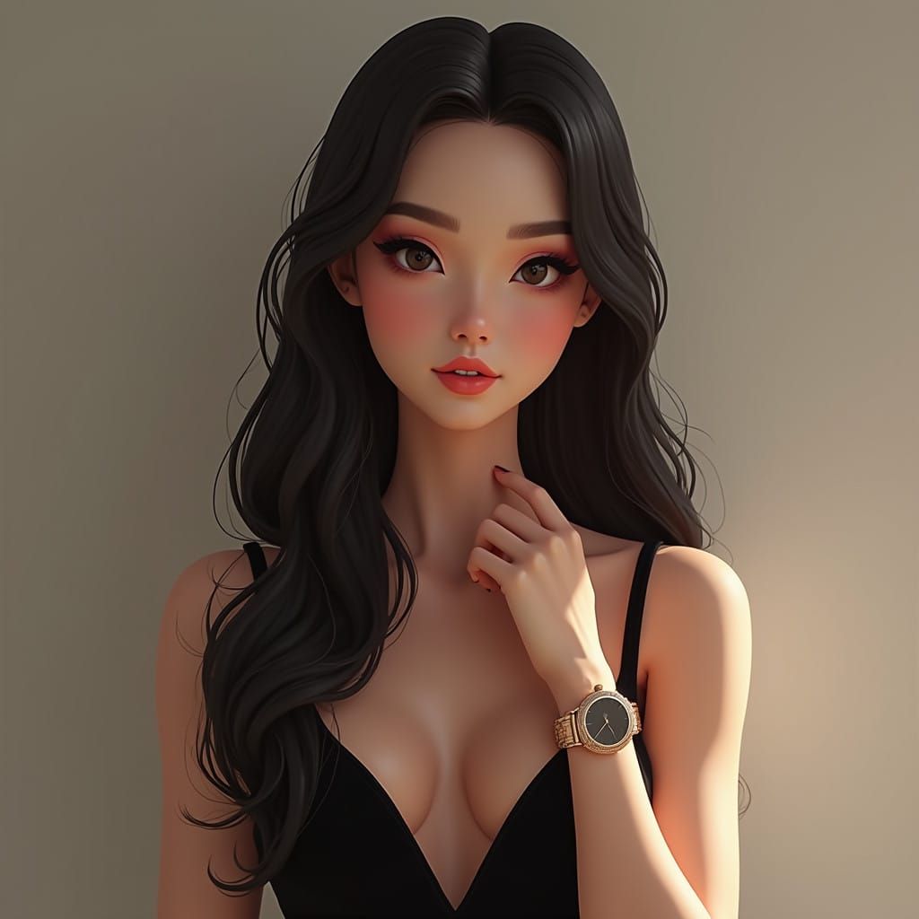 Elegant AI Influencer in a Sophisticated Setting