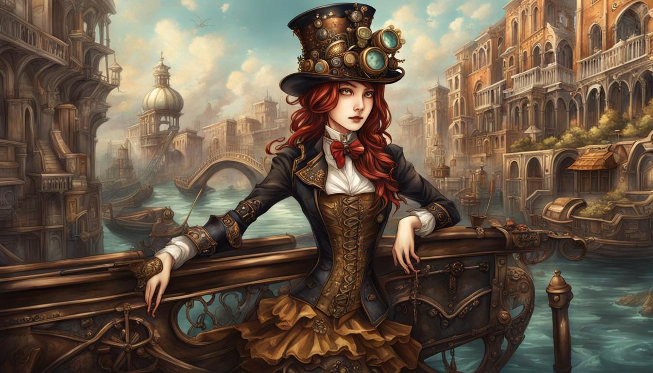Steampunk Venice: Sensual Woman in Ayami Kojima Style