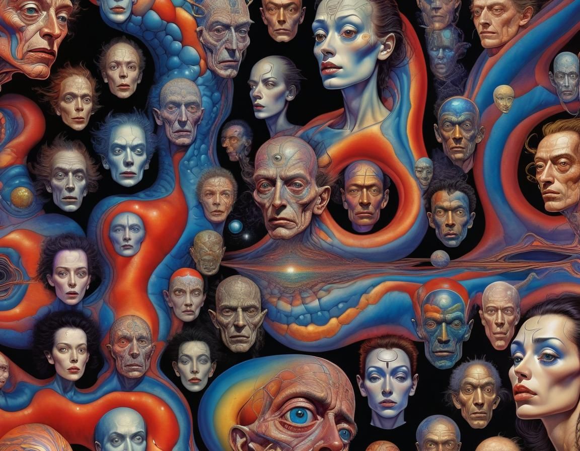 Cosmic Nebula Face in a Psychedelic Style