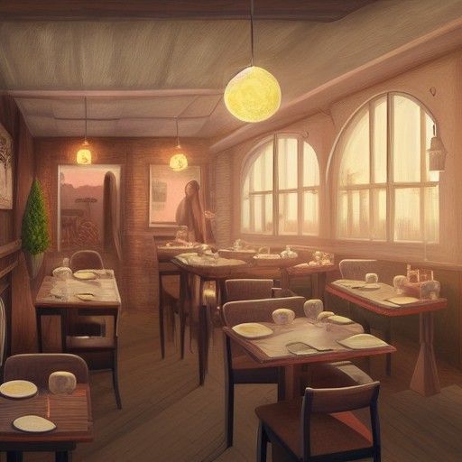 Cozy Restaurant Interior as Matte Painting