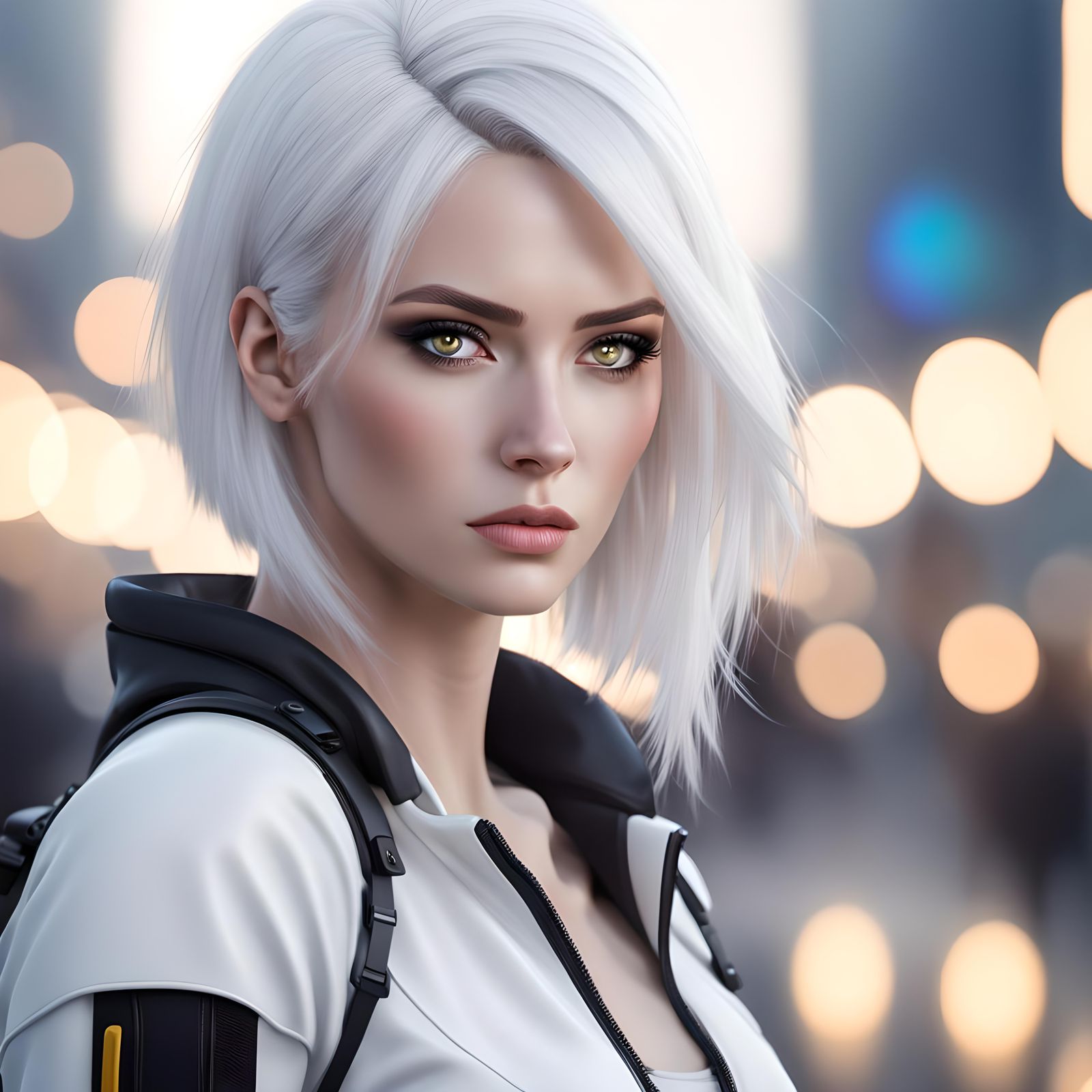 Sad Young Woman in Survival Gear: Photorealistic Portrait