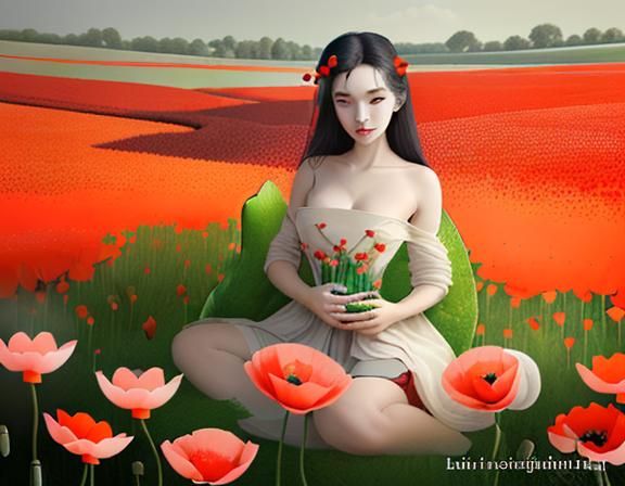 The poppy fields are filled with lotus blossoms, their fragr...