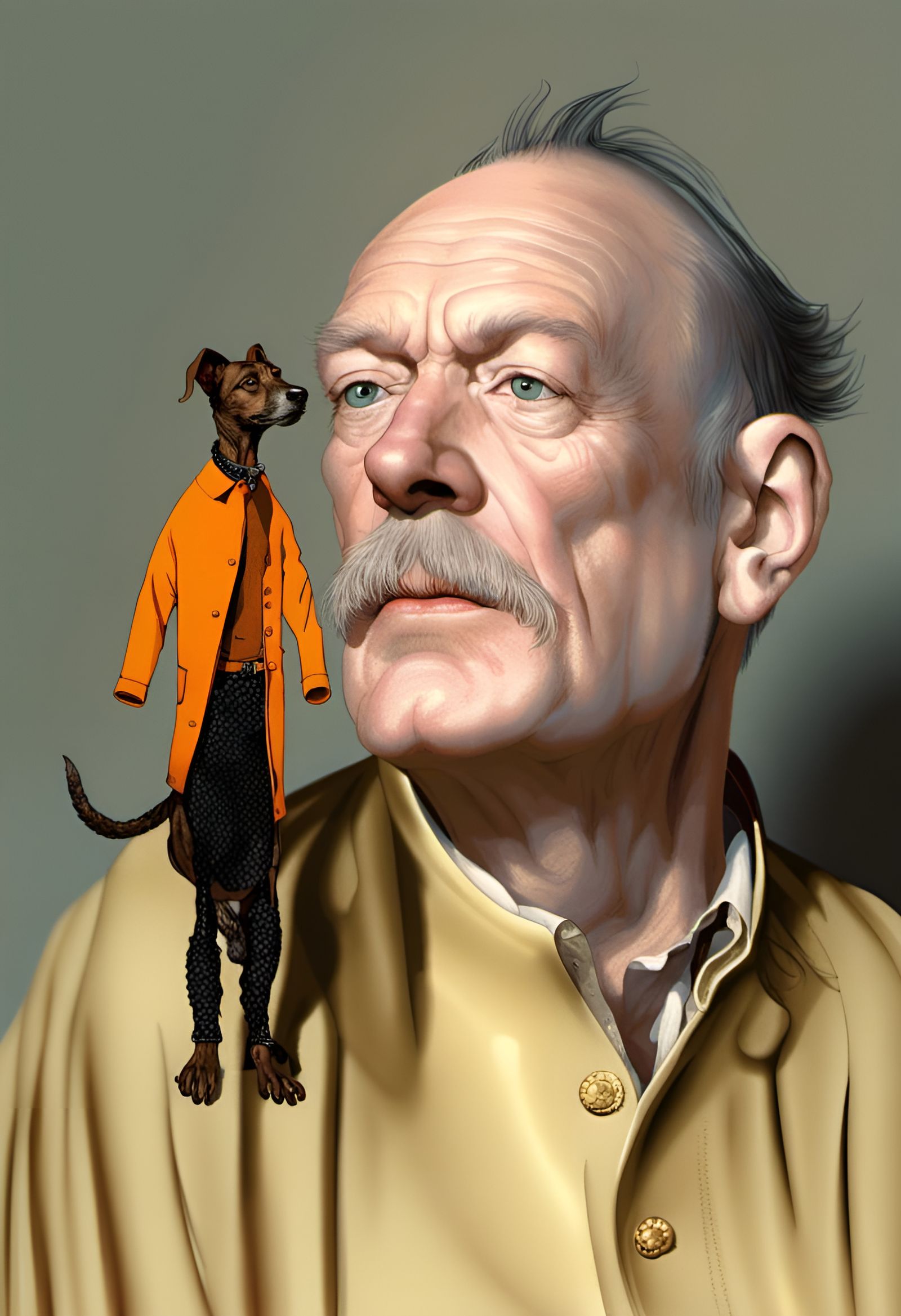 Man and Dog in Bleak Technicolor, Digital Art