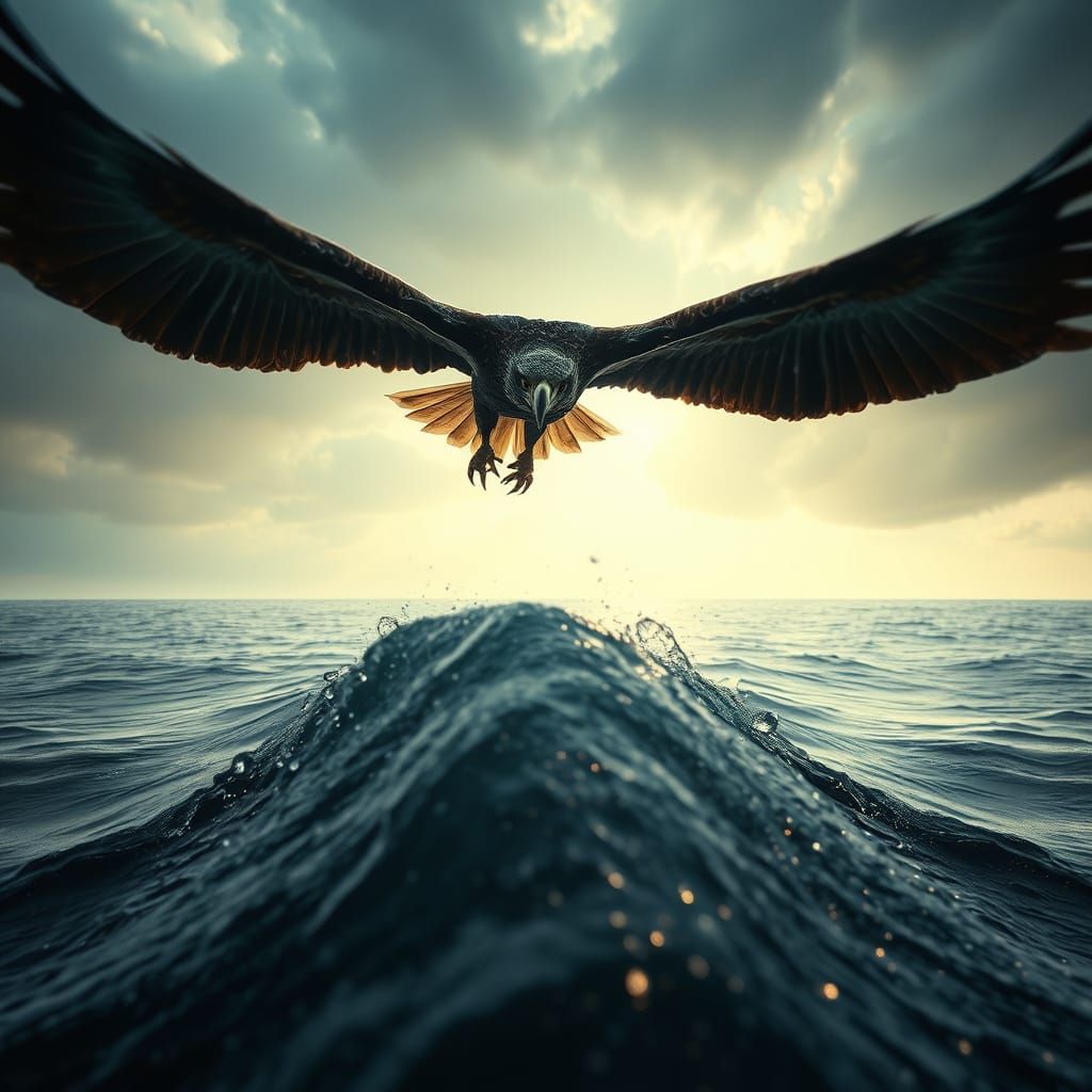 Eagle's Dramatic Dive with Cinematic Lighting