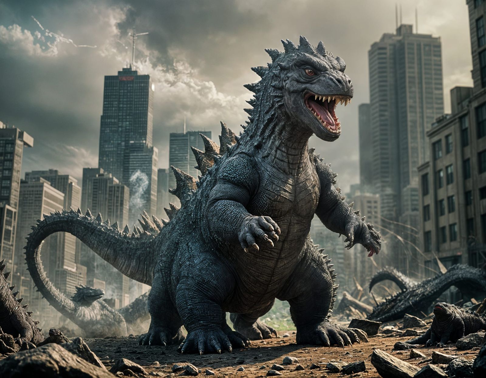 Playful Baby Godzilla in Cinematic Film Still
